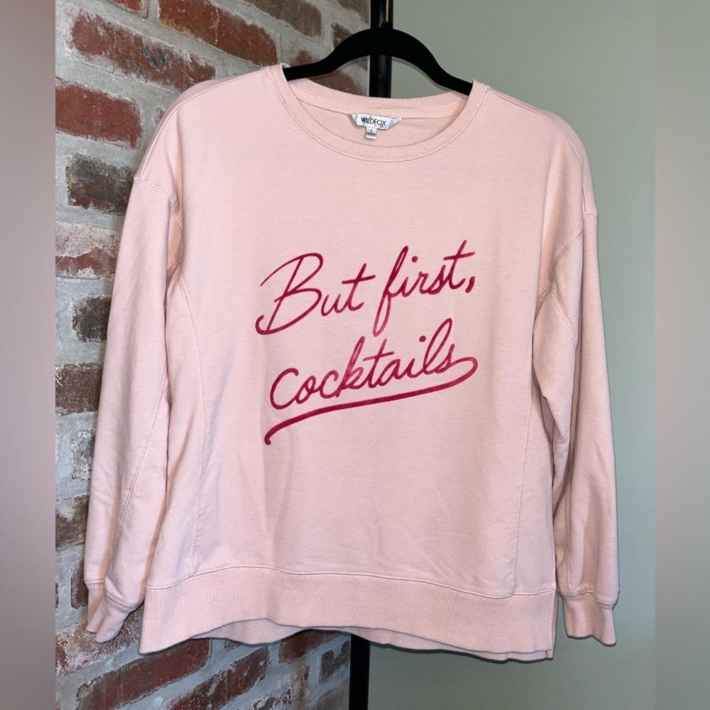 Wildfox "But First, Cocktails" graphic sweatshirt | size small
